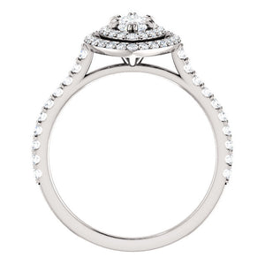 Moores Custom Made Double Halo Style Marquise Cut Diamond Engagement Ring