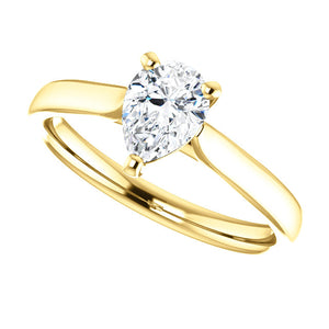 Moores Custom Made Solitaire Pear Shaped Engagement Ring