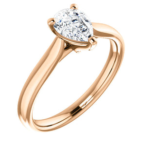 Moores Custom Made Solitaire Pear Shaped Engagement Ring