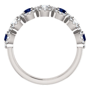 Custom Made Seven Stone Halo Sapphire & Diamond Ring by Moores