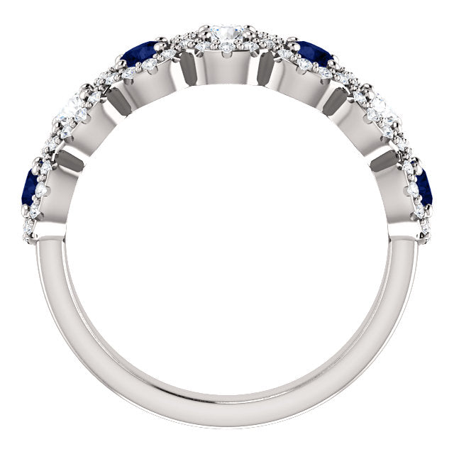 Custom Made Seven Stone Halo Sapphire & Diamond Ring by Moores