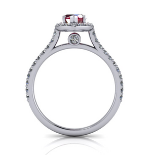Moores Custom Made Marquise Shaped Halo Ruby & Diamond Ring