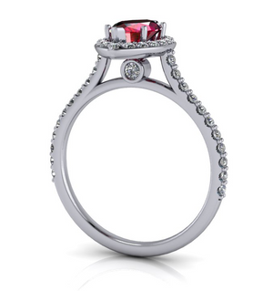 Moores Custom Made Marquise Shaped Halo Ruby & Diamond Ring