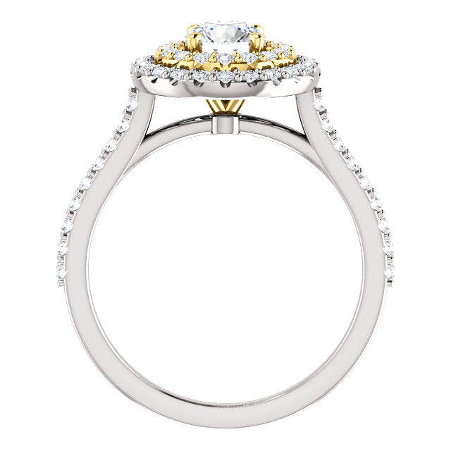 Moores Custom Made Double Halo Two Tone Diamond Engagement Ring