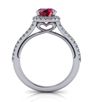 Moores Custom Made Ruby and Diamond Halo Style Ring