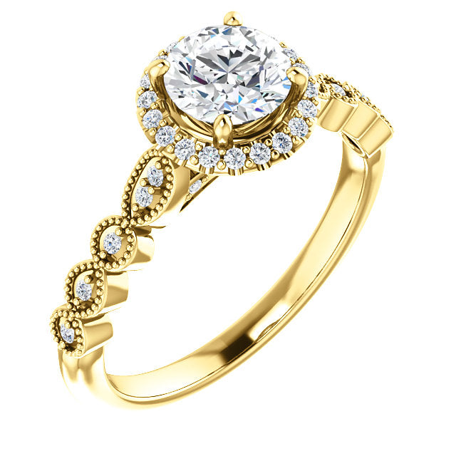 18ct. Yellow Gold & Diamond Halo Ring by Moores