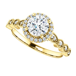 18ct. Yellow Gold & Diamond Halo Ring by Moores