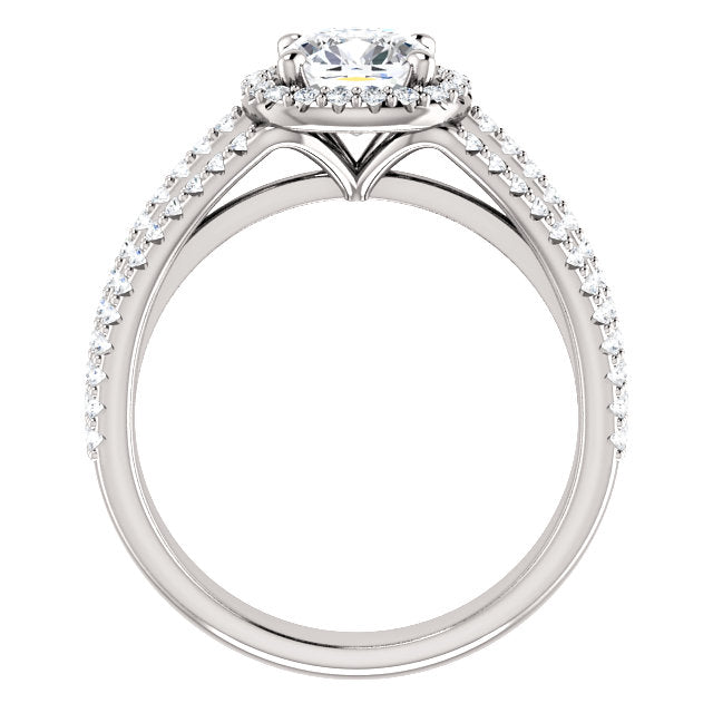 Custom Made Three Strand Halo Cushion Cut Diamond Ring by Moores