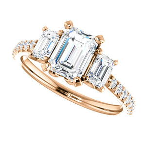 Moores Custom Made Three Stone Emerald Cut Ring