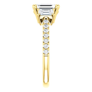 Moores Custom Made Three Stone Emerald Cut Ring