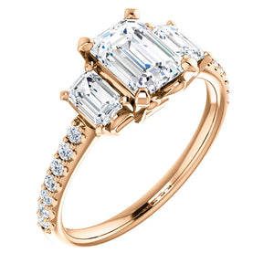 Moores Custom Made Three Stone Emerald Cut Ring