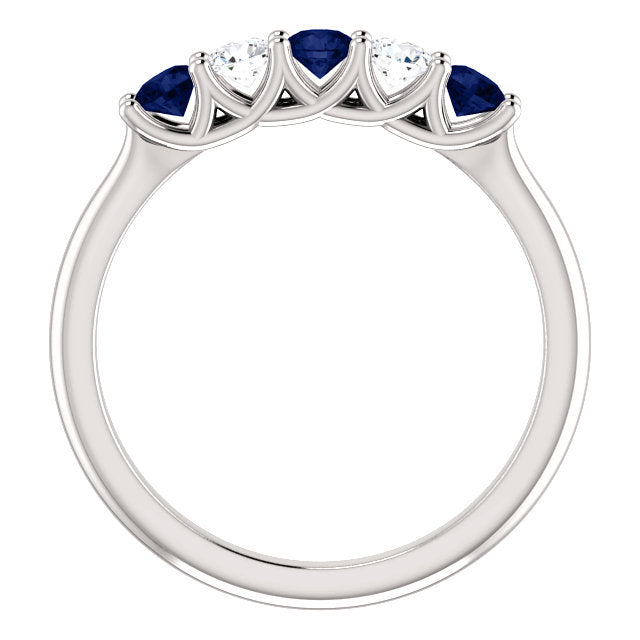 Custom Made Sapphire & Diamond Five Stone Ring