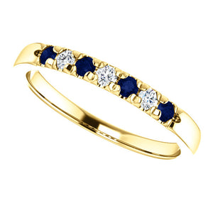 Custom Made French Set Sapphire & Diamond Seven Stone Ring by Moores