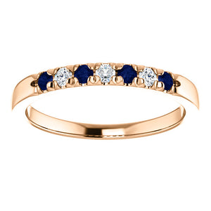 Custom Made French Set Sapphire & Diamond Seven Stone Ring by Moores