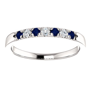 Custom Made French Set Sapphire & Diamond Seven Stone Ring by Moores