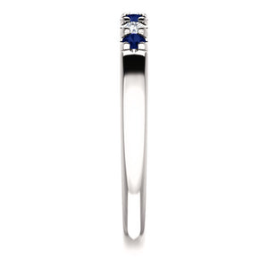 Custom Made French Set Sapphire & Diamond Seven Stone Ring by Moores