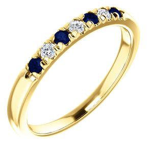 Custom Made French Set Sapphire & Diamond Seven Stone Ring by Moores