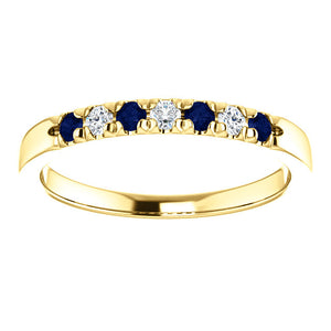 Custom Made French Set Sapphire & Diamond Seven Stone Ring by Moores