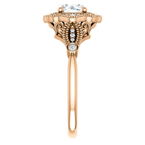 Moores Custom Made Vintage Style Halo Engagement Ring