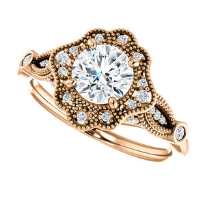 Moores Custom Made Vintage Style Halo Engagement Ring