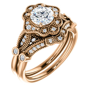 Moores Custom Made Vintage Style Halo Engagement Ring
