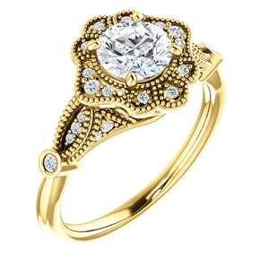 Moores Custom Made Vintage Style Halo Engagement Ring
