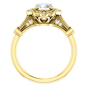Moores Custom Made Vintage Style Halo Engagement Ring