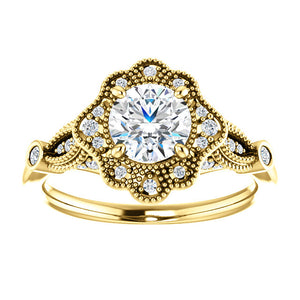 Moores Custom Made Vintage Style Halo Engagement Ring
