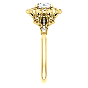 Moores Custom Made Vintage Style Halo Engagement Ring