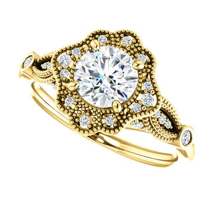 Moores Custom Made Vintage Style Halo Engagement Ring