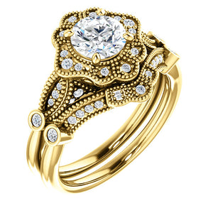 Moores Custom Made Vintage Style Halo Engagement Ring