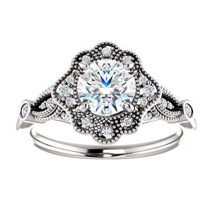 Moores Custom Made Vintage Style Halo Engagement Ring