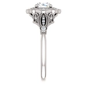 Moores Custom Made Vintage Style Halo Engagement Ring