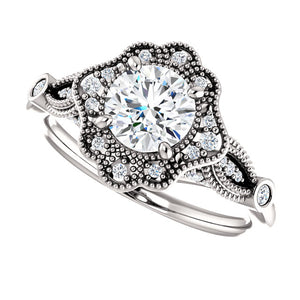 Moores Custom Made Vintage Style Halo Engagement Ring