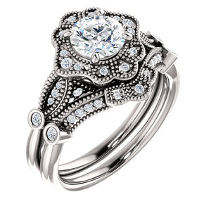 Moores Custom Made Vintage Style Halo Engagement Ring