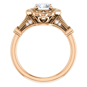 Moores Custom Made Vintage Style Halo Engagement Ring