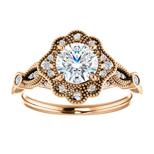 Moores Custom Made Vintage Style Halo Engagement Ring