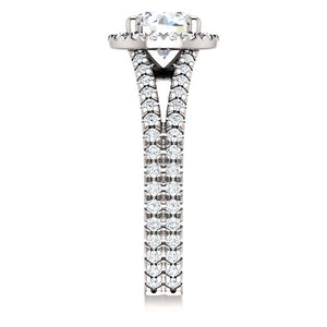 Custom Made Split Shank Halo Style Diamond Engagement Ring by Moores