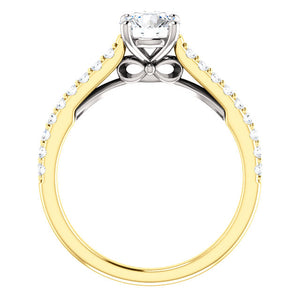 Moores Two Tone Solitaire Engagement Ring with Diamond Set Shoulders