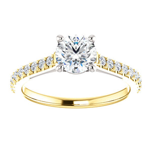 Moores Two Tone Solitaire Engagement Ring with Diamond Set Shoulders