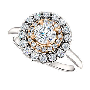Moores Graduated Double Halo Two Tone Engagement Ring