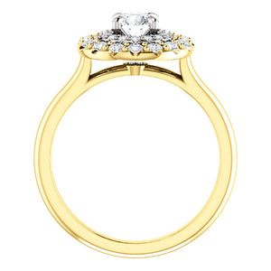 Moores Graduated Double Halo Two Tone Engagement Ring