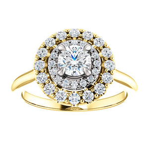 Moores Graduated Double Halo Two Tone Engagement Ring