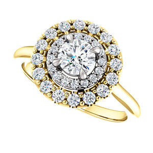 Moores Graduated Double Halo Two Tone Engagement Ring