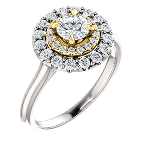 Moores Graduated Double Halo Two Tone Engagement Ring