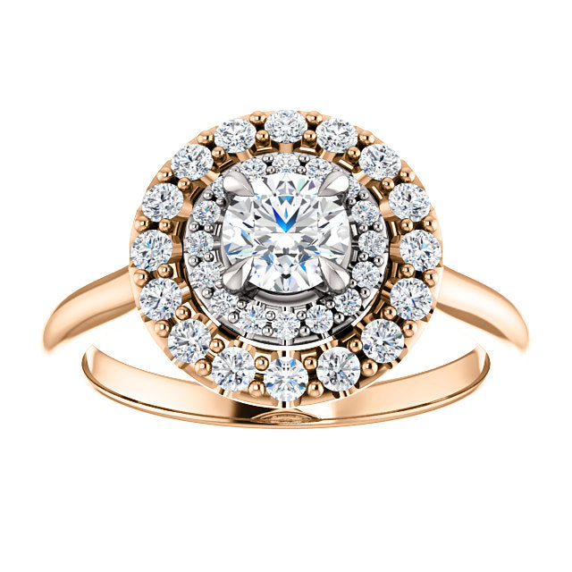 Moores Graduated Double Halo Two Tone Engagement Ring