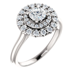 Moores Graduated Double Halo Two Tone Engagement Ring