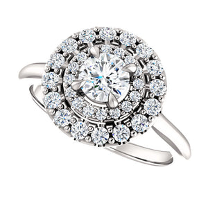 Moores Graduated Double Halo Two Tone Engagement Ring