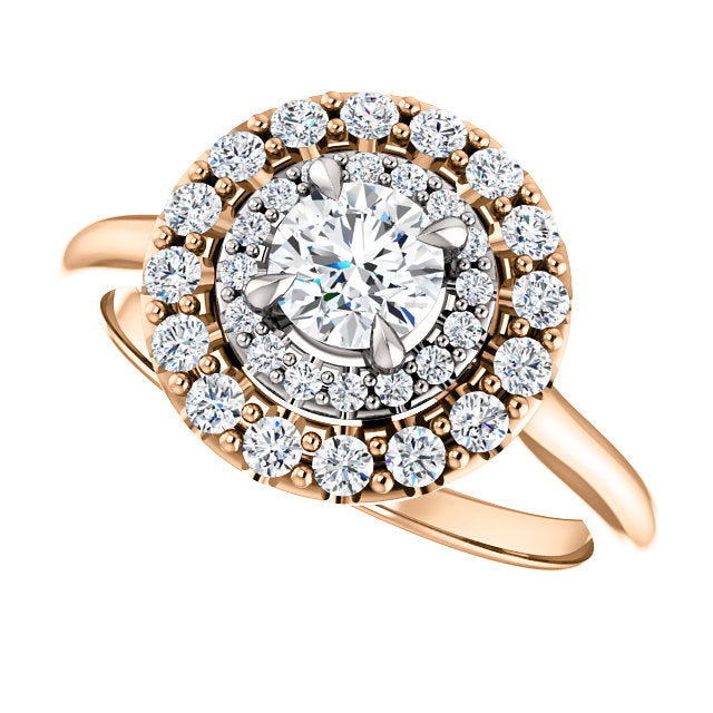 Moores Graduated Double Halo Two Tone Engagement Ring