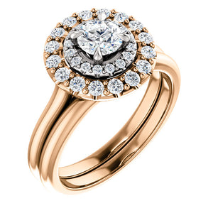 Moores Graduated Double Halo Two Tone Engagement Ring